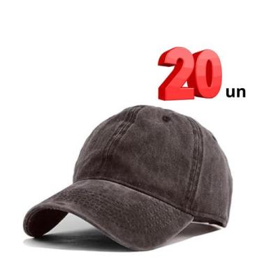 Imagem de Boné Aba Curva Sarja Lavado Liso Old Desbotado Praia Dad Hat 20 Unidad