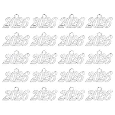 Imagem de Shapenty Metal Year Signet 2026 Pingentes DIY para Formatura Borlas Pulseira Colar Brincos Chaveiro Zíper Puxa Celular Artesanato Joias Fazendo Joias Decoração de Festa de Natal, 20 peças, 3.3 x 1.4 x