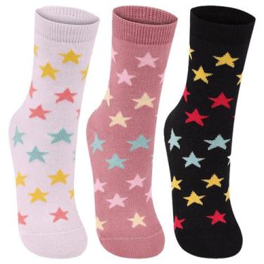 Imagem de kit Meia infantil menina cano médio estampada Lupo 3 pares, Opção 6, 2