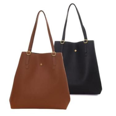 Imagem de Kit 2 Bolsas Feminina Saco Grande Espaçosa Tote Alça De Ombro - A L CO