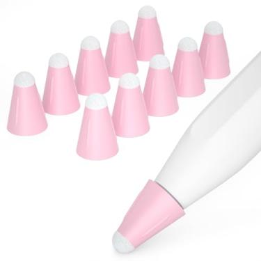 Imagem de AZF Pacote com 10 para Apple Pencil Tips, capa de ponta de fibra de silicone para Apple Pencil 2ª geração e 1ª geração e Apple Pencil Pro/USB-C, capa protetora antiderrapante (rosa)