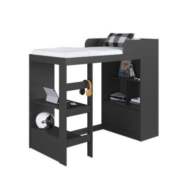 Imagem de Cama Multifuncional Solteiro 1 Porta 3 Prateleiras CA6080 78x188cm Gra