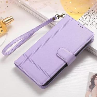 Imagem de HPQWN Para Galaxy A54 Mirror Wallet Flip Case Couro de Luxo (Para Galaxy A54/ROXO)
