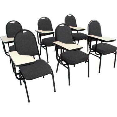 Imagem de Kit com 6 Cadeiras Universitária para Auditórios Linha Hotel Marrom