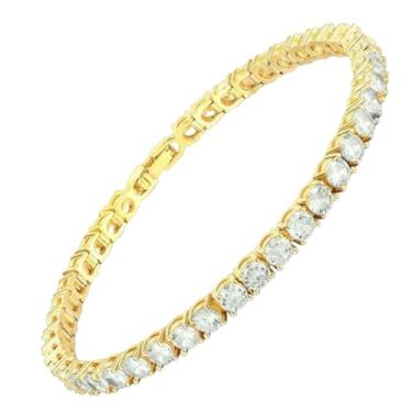 Imagem de IMPRESSIVE Pulseira de tênis clássica banhada a ouro 14K com zircônia cúbica para mulheres tamanho 19 cm, 7.5, Zircônia cúbica, Zircônia cúbica