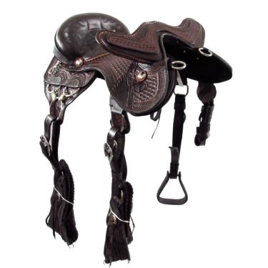 Imagem de Arreio de Cavalo Muladeiro com Cabeça 3 Argolas Vinho 16 Polegadas Luxo