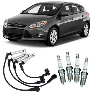 Imagem de Kit Vela e Cabo Vela Ignição Focus 1.6 16v 2010 a 2018 Ngk