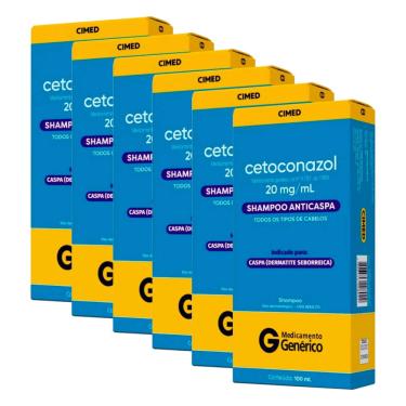 Imagem de Kit c/ 6 Shampoo Anticaspa Cetoconazol 100ml