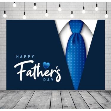 Imagem de BELECO Tecido 3 x 2,4 m Feliz Dia dos Pais Pano de Fundo Preto e Branco Terno Azul Gravata de Fundo do Dia dos Pais Banner I Love Dad Decoração de Festa Familiar Adereços de Estúdio de Fotografia