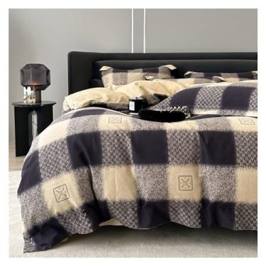 Imagem de Conjunto de capa de edredom tamanho queen 100% algodão, conjunto de cama com estampa de patchwork preto e branco, super macio para todas as estações (sem edredom) capa de edredom completa (cor: 4, (8
