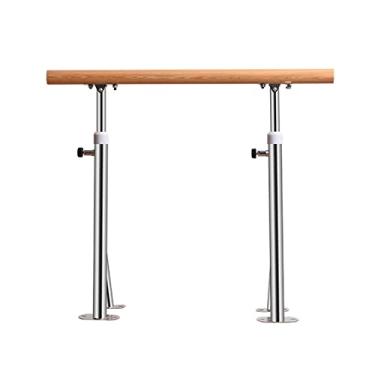 Imagem de Barra de balé de chão altura ajustável madeira maciça dança alongamento barra fitness treinamento balé bastão em casa ou estúdio (prata 1,5 m)