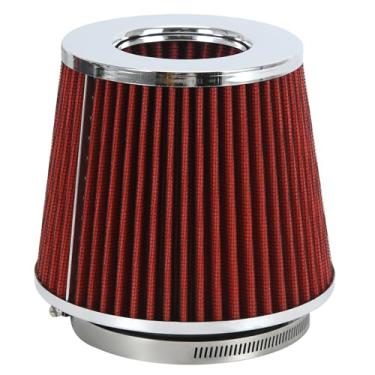 Imagem de PTNHZ Universal Red 10.2 cm 102 mm alto fluxo de entrada de ar frio cone filtro de ar admissão de energia sistema de entrada de ar purificador de ar