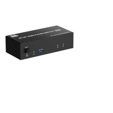 Imagem de YXX7XY Interruptor KVM 8K @60Hz USB 3.0 monitor triplo para 2 computadores, switch KVM, 3 monitores, 2 PCs com áudio e 3 portas USB 3.0 (adaptador de plugue AU)