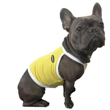 Imagem de D Doggy Star Roupas Bulldog Francês Stretch Crop Top Camisola refrescante para cães (3GG, camisola amarela)