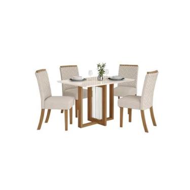 Imagem de Mesa Jantar Natali 120 4 Cadeiras Malu Linho - Henn