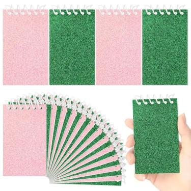 Imagem de Resurhang 24 peças de mini blocos de notas rosa e verde a granel mágicos favores de festa de feiticeiro com glitter capa espiral, lembrancinhas de festa de princesa e bruxa para presente de