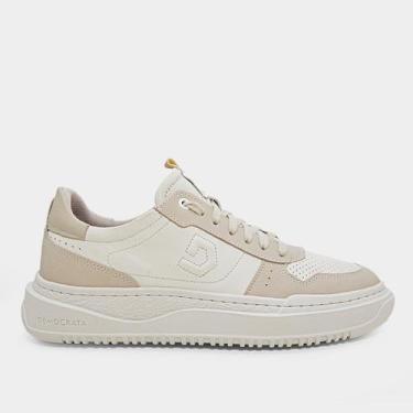 Imagem de Tênis Couro Democrata Denim Block Masculino, Off white, 42