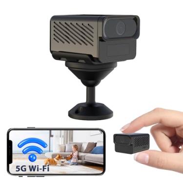 Imagem de Mini câmera de segurança V8 interna sem fio para vigilância doméstica, câmera magnética doméstica com WiFi 5G, vídeo ao vivo 2,7 K, aplicativo de telefone, detecção de movimento inteligente,