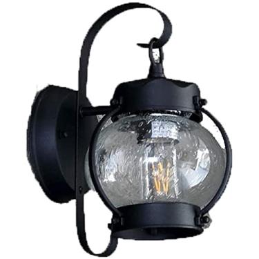 Imagem de Candeeiro de parede Victoria Retro jardim arandela exterior impermeável cerca luz de parede lanterna de vidro redonda decoração de villa luminária pátio fiação dura suporte de parede preto quente