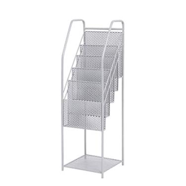 Imagem de CUTPOIY Rack organizador expositor de brochura suporte de exibição, suporte de revistas para livros, jornais, cartas, publicações em casa, escritório, suporte de arquivo de malha de aço (cor: cinza