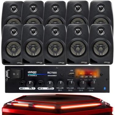 Imagem de Kit 10 CAIXAs PASSIVA ORION 4" 55w RECEIVER ORION RC7000 - Slim orion 