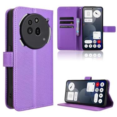 Imagem de Elubugod Capa de couro compatível com Nothing Phone 3A Pro, capa flip de couro PU compatível com Nothing Phone (3a) Pro A059P capa roxa