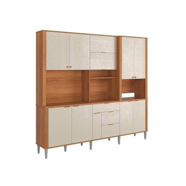 Imagem de Kit Cozinha Astra 2,40m Lukaliam Móveis Compacta 10 Portas e 4 Gavetas