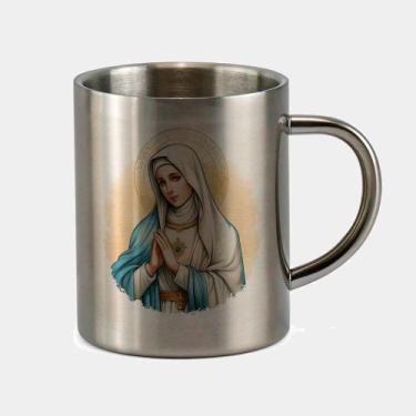 Imagem de Caneca de Inox Premium Prateada 400ml Santo Nossa Senhora de Fatima Ig