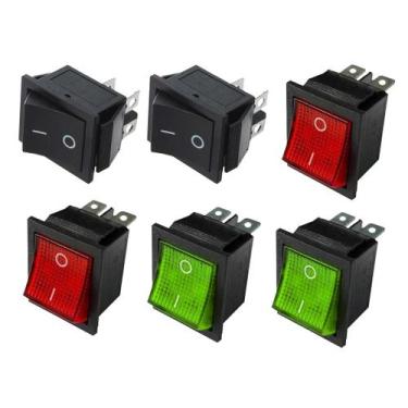 Imagem de Kit 2 chave gangorra on/off 4 polos 16a-250v vm +2 pt + 2 vd - DIVERSA