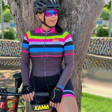 Imagem de Macacão de Ciclismo Feminino XAMA Manga Comprida - Design Apertado com