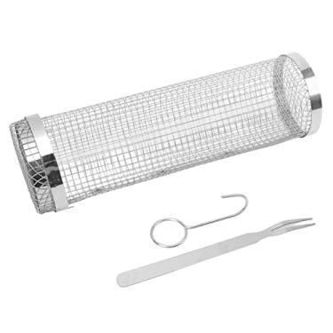 Imagem de Cesta de Churrasqueira de Cilindros Malha, Cesta Grelhar até Cozinhar a Tampa Destacável à Prova Uso Fácil Limpar para Acampar (20cm/7.9in)