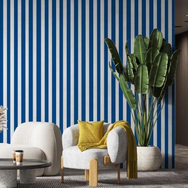 Imagem de Papel De Parede Adesivo Listrado Azul E Branco - 3,0M