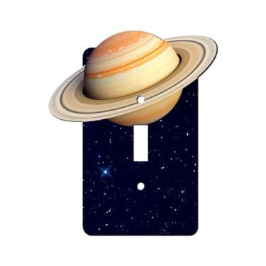Imagem de Off The Wall Plates - Placa de parede decorativa clássica com interruptor de luz única com sistema solar Saturn Planet