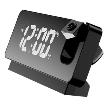 Imagem de Despertador de Projeção USB, Grande Desligamento Luminoso Silencioso Design Digital Clock Com Projeção de Data de Hora para Uso do Quarto Em Casa (Preto)
