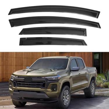 Imagem de Viseira de janela IG para Chevrolet Chevy Colorado Crew Cab 2023-2024 e GMC Canyon Crew Cab, protetor de chuva, defletor de janela de ventilação lateral de vento extra durável 2023 2024