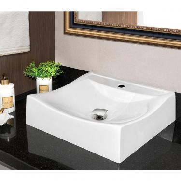 Imagem de Kit Cuba Meca Sobrepor C/ Valvula Click Branco Branco