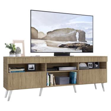 Imagem de Rack Tv 65" Retrô 2 Portas Paris Multimóveis V3327 Rustic/Branco Rustic/Branco