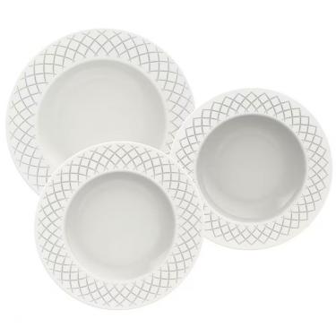 Imagem de Conjunto Com 12 Pratos Tramontina Ingrid Em Porcelana Branco