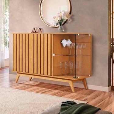 Imagem de Buffet Retrô Com 2 Portas Ripadas 135cm Nature Arya Shop Jm