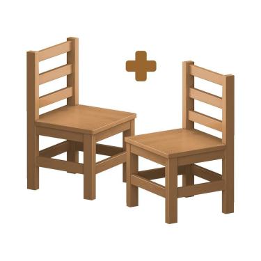 Imagem de Kit 2 Mini-cadeiras De Madeira Maciça Infantil Nogueira Nemargi