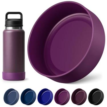 Imagem de Diumepo Bota de silicone para garrafa de água YETI Rambler 1,020 g, protetor inferior de manga antiderrapante para garrafa Yeti de 1,020 g, capa de manga inferior, livre de BPA (berinjela)