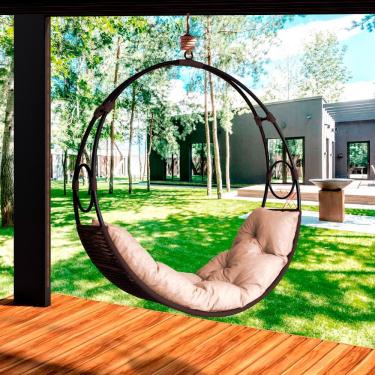 Imagem de Cadeira Balanço Suspenso Lua Em Corda Náutica Marrom/areia