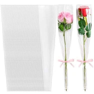 Imagem de yarlung Pacote com 300 sacos de manga única de rosa, presente de embalagem de flores transparentes, buquê de florista para embrulhar celofane para o dia das mães, dia dos namorados, casamento