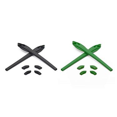 Imagem de Eye Opening Stuff Kits de borracha para substituição e nariz compatíveis com óculos de sol Oakley Flak 2.0/Flak 2.0 XL OO9188 - preto e verde