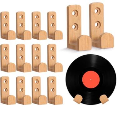 Imagem de Weysat 12 peças de disco de vinil de madeira, suporte de parede, prateleira, suporte de disco, prateleiras flutuantes, armazenamento de capa de álbum para quarto, sala de estar, decoração de