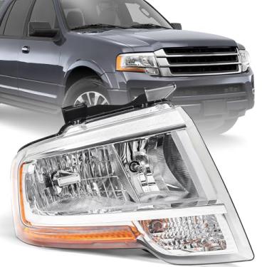 Imagem de KACHIR Conjunto de farol de halogênio compatível com Ford Expedition 2015 2016 2017 Lâmpada dianteira direita do lado do passageiro direito direito