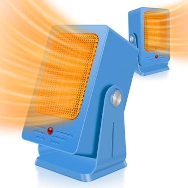 Imagem de Verminget Aquecedores Portáteis Para Uso Interno, Aquecedor De Mesa Com Aquecimento Rápido Ptc 2S 900 W, Design Ângulo Ajustável 30°, Pequeno, Elétrico, Leve, Pessoal, Escritório, Sala, Azul