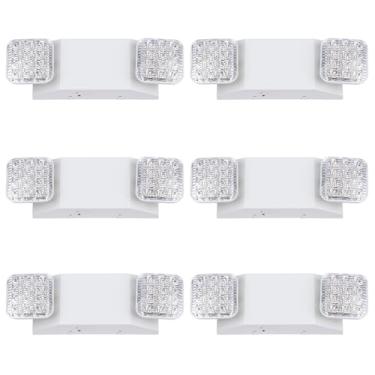 Imagem de GRUENLICH Luz De Emergência Comercial Led Com Cabeça Dupla E Bateria Reserva, Padrão Americano, Ca 120-277 V, Luminárias Fiação Para Cortes Energia Em Escritórios Comerciais, Pacote 6