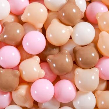 Imagem de GOGOSO Bolas De Plástico Bear Pit Pit, Sem Bpa, À Prova Esmagamento, Para Crianças Pequenas, Bebês, Pelotas Pastel, Brinquedo Em Formato Pulseira Gigante Da Amizade, 2,15 Polegadas, 100 Peças, Café