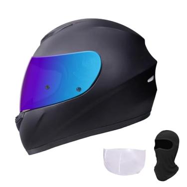 Imagem de KRN Capacete Integral Para Motocicleta Com Viseira Colorida Dot Approved E Balaclava Transparente Preto Fosco (G)